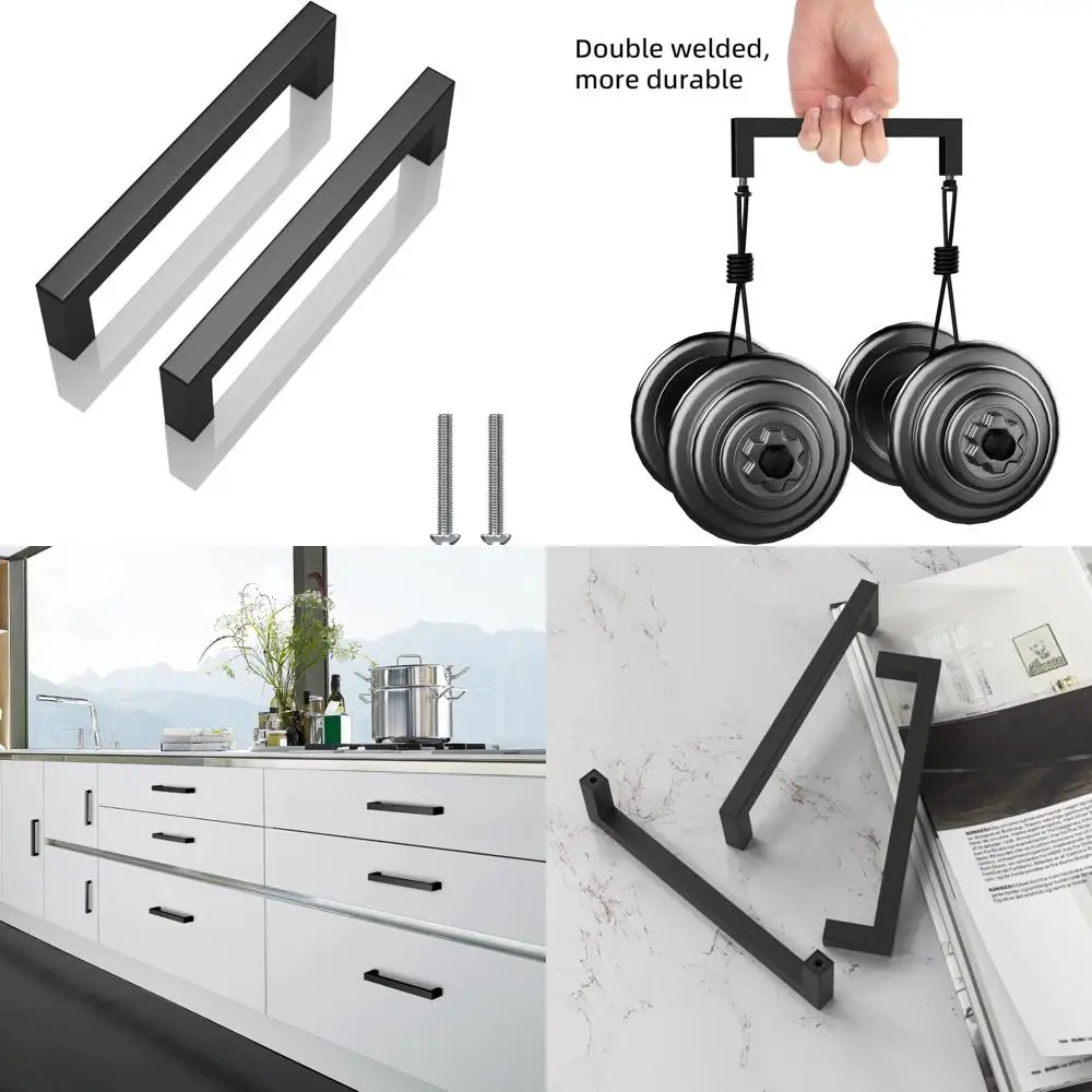 Matte Black 6-1/4 Inch Square Stainless Steel Cabinet Pulls for Kitchen Cabinets - Modern Dresser Handles
Matte Black 6-1/4 Inch Square Stainless Steel Cabinet Pulls for Kitchen Cabinets - Modern Dresser Handles