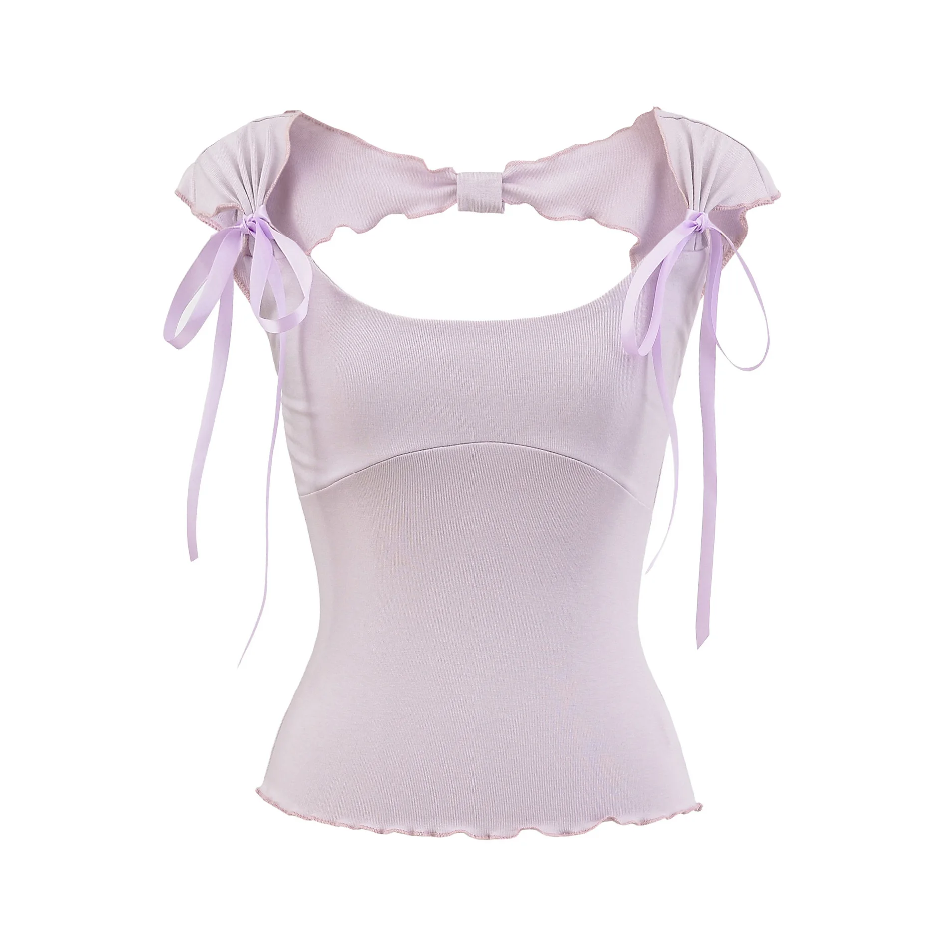 2026 New Summer Women Purple Two Piece Set Butterfly Decor Fitted T shirt Lace Halter Bra Ruffle Trim Crop Top
2026 New Summer Women Purple Two Piece Set Butterfly Decor Fitted T shirt Lace Halter Bra Ruffle Trim Crop Top