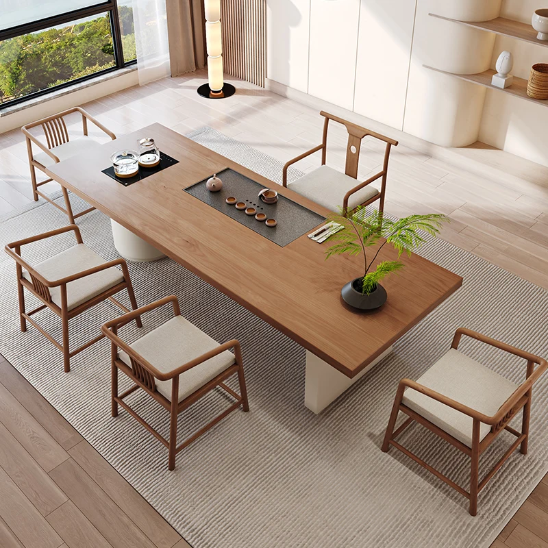 Wabi Sand cream wind solid wood tea table and chair combination large board table matching tea table and kettle integrated
Wabi Sand cream wind solid wood tea table and chair combination large board table matching tea table and kettle integrated