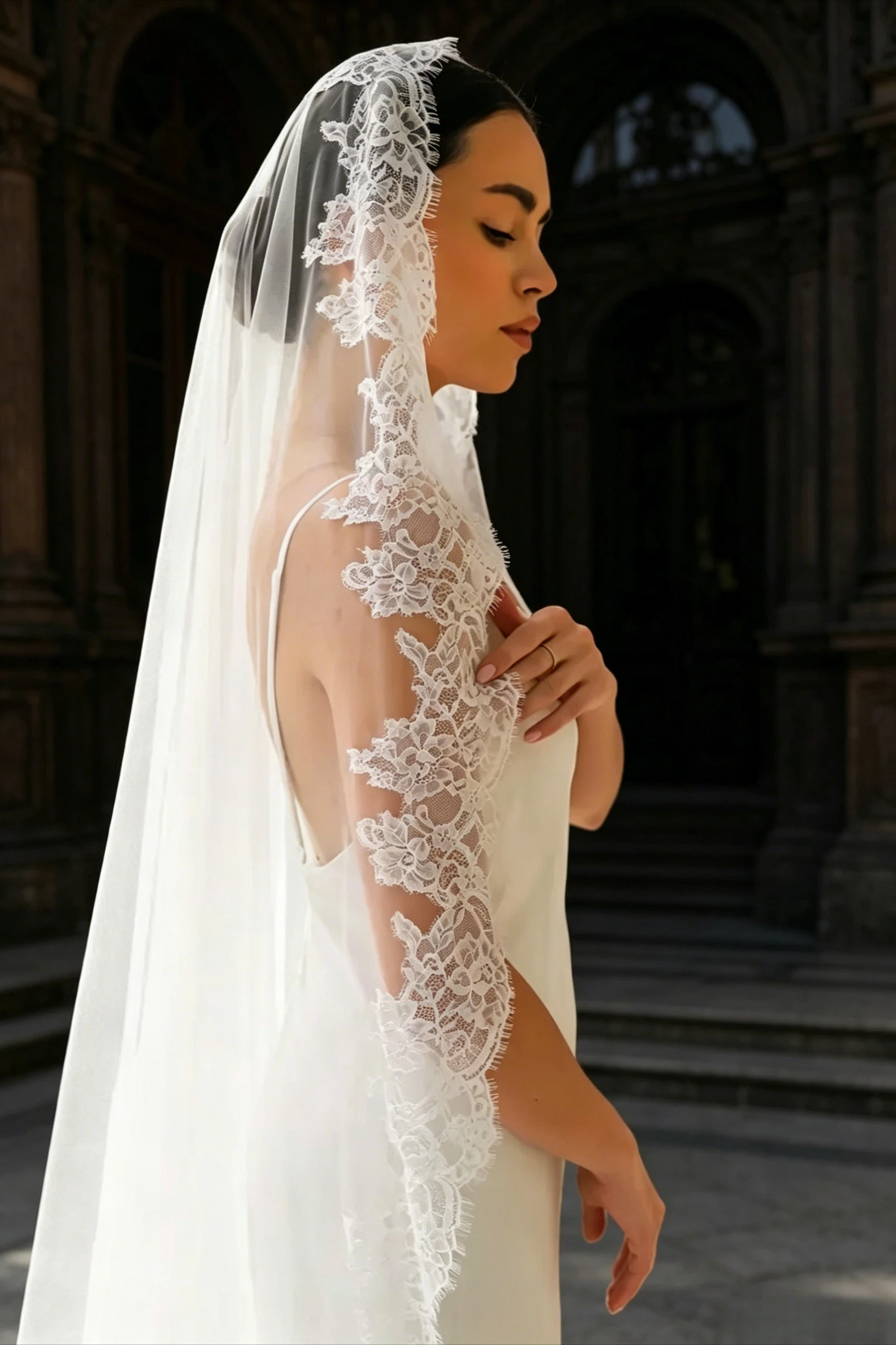 Soft Eyelash Lace Edge Tulle Mantilla Veil Bridal Veil with Lace Trim Cathedral Long Wedding Veil Bridal Dress Accessories
Soft Eyelash Lace Edge Tulle Mantilla Veil Bridal Veil with Lace Trim Cathedral Long Wedding Veil Bridal Dress Accessories