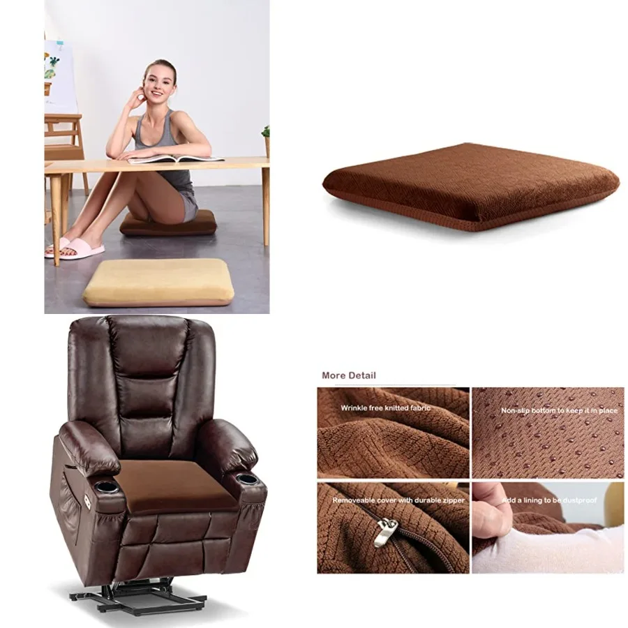 Recliner Cushion for Elderly with Memory Foam 20x20x3 Inch Large Square Seat Cushion for Recliner Chair, Floor Pillow, Truck Se
Recliner Cushion for Elderly with Memory Foam 20x20x3 Inch Large Square Seat Cushion for Recliner Chair, Floor Pillow, Truck Se