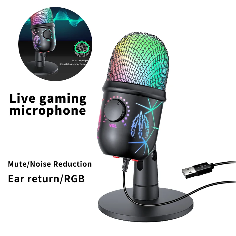 Professional USB Microphone Gaming Mic For Computer Laptop Recording Conference Podcast Microphone With RGB Noise Reduction Mic
Professional USB Microphone Gaming Mic For Computer Laptop Recording Conference Podcast Microphone With RGB Noise Reduction Mic
