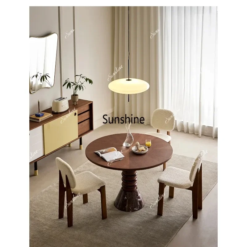 Modern simple black walnut color household small apartment medieval dining table
Modern simple black walnut color household small apartment medieval dining table