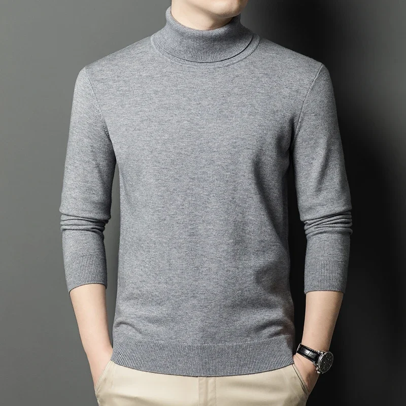 Autumn Mens High Quality Knitted Turtleneck Sweater Slim Fit Long Sleeve Anti-pilling Pullover Solid Color Trend Men Streetwea
Autumn Mens High Quality Knitted Turtleneck Sweater Slim Fit Long Sleeve Anti-pilling Pullover Solid Color Trend Men Streetwea