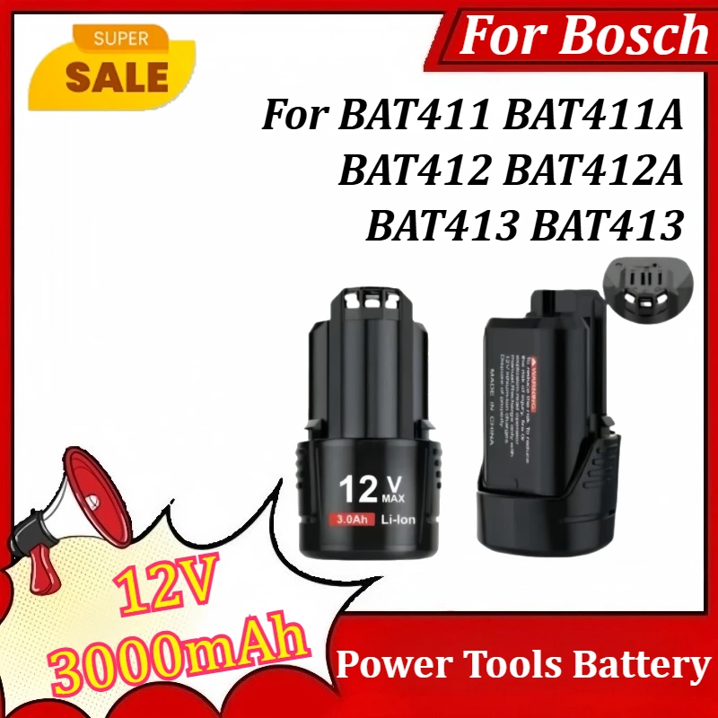 12V 3000mAh Li-ion Rechargeable Battery for Bosch BAT411 BAT411A BAT412 BAT412A BAT413 BAT413 Power Tools Battery
12V 3000mAh Li-ion Rechargeable Battery for Bosch BAT411 BAT411A BAT412 BAT412A BAT413 BAT413 Power Tools Battery