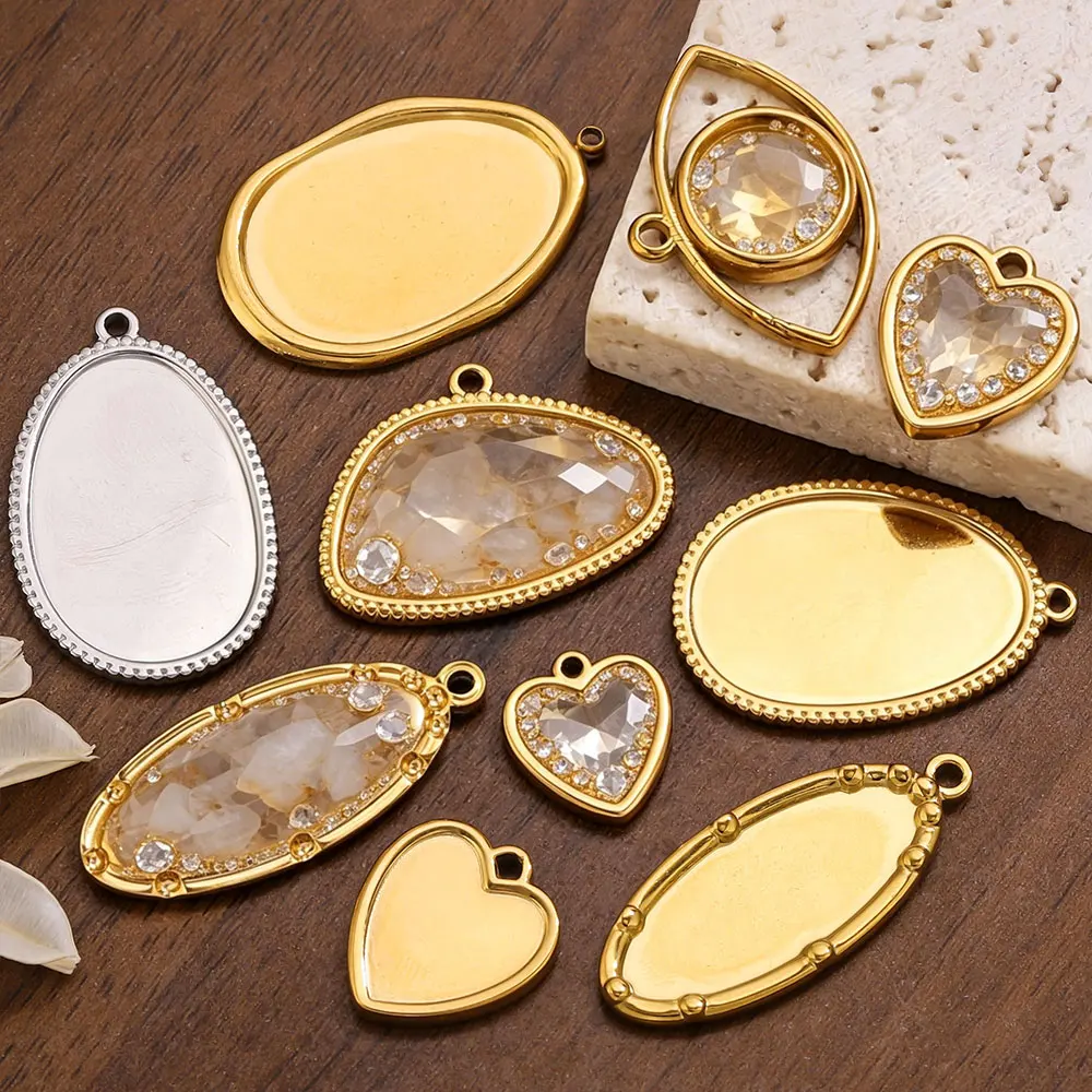 5/10pcs Stainless Steel Oval Heart Bezel Charms Pendant Trays Blank Cabochon Base Diy Resin Cameo Necklace Jewelry Making Crafts
5/10pcs Stainless Steel Oval Heart Bezel Charms Pendant Trays Blank Cabochon Base Diy Resin Cameo Necklace Jewelry Making Crafts