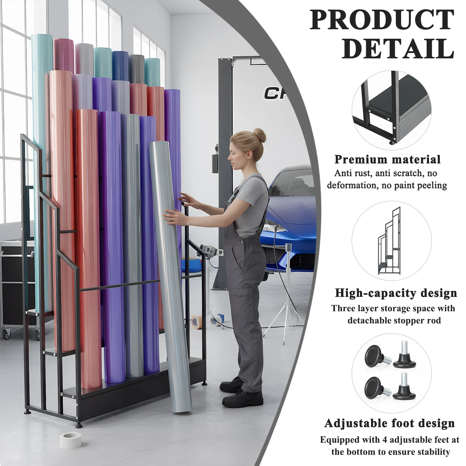 3 Tier Heavy Duty Textile Display Shelf Floor-Standing Steel Organizer Holder with Adjustable Rails for Craft Store & Workshop
3 Tier Heavy Duty Textile Display Shelf Floor-Standing Steel Organizer Holder with Adjustable Rails for Craft Store & Workshop