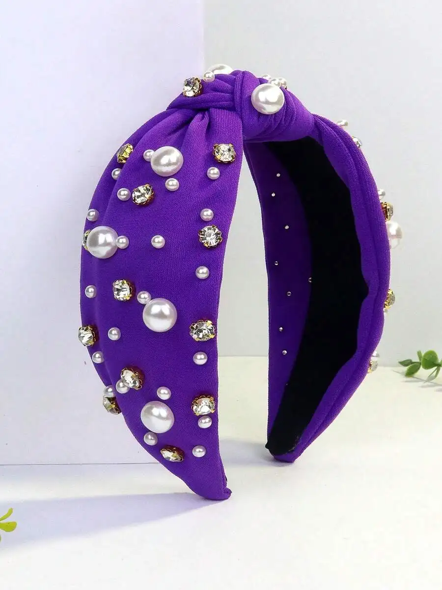 Women Wide Fabric Headband With Faux Pearl And Rhinestone Decor Vintage Fashion Hair Accessory
Women Wide Fabric Headband With Faux Pearl And Rhinestone Decor Vintage Fashion Hair Accessory