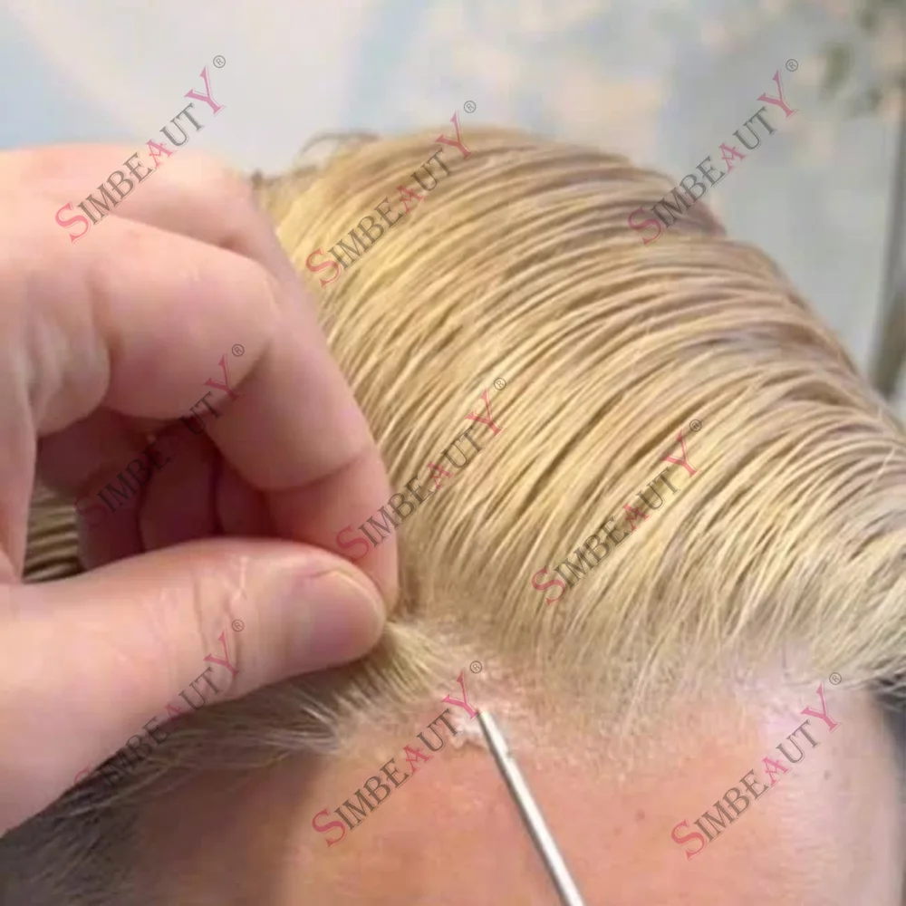 Super Natural Hairline Undetectable Vloop Men Toupee 0.02mm Ultra Thin Skin 80%Density Light Blonde 613# 60R# Human Hair Prosthe
Super Natural Hairline Undetectable Vloop Men Toupee 0.02mm Ultra Thin Skin 80%Density Light Blonde 613# 60R# Human Hair Prosthe