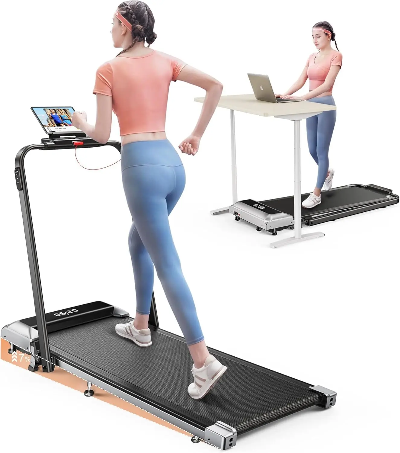 Walking Pad Under Desk Treadmill with Incline and Handle Bar, 2 in 1 Folding Treadmill for Home/Office Small, Portable Compact
Walking Pad Under Desk Treadmill with Incline and Handle Bar, 2 in 1 Folding Treadmill for Home/Office Small, Portable Compact