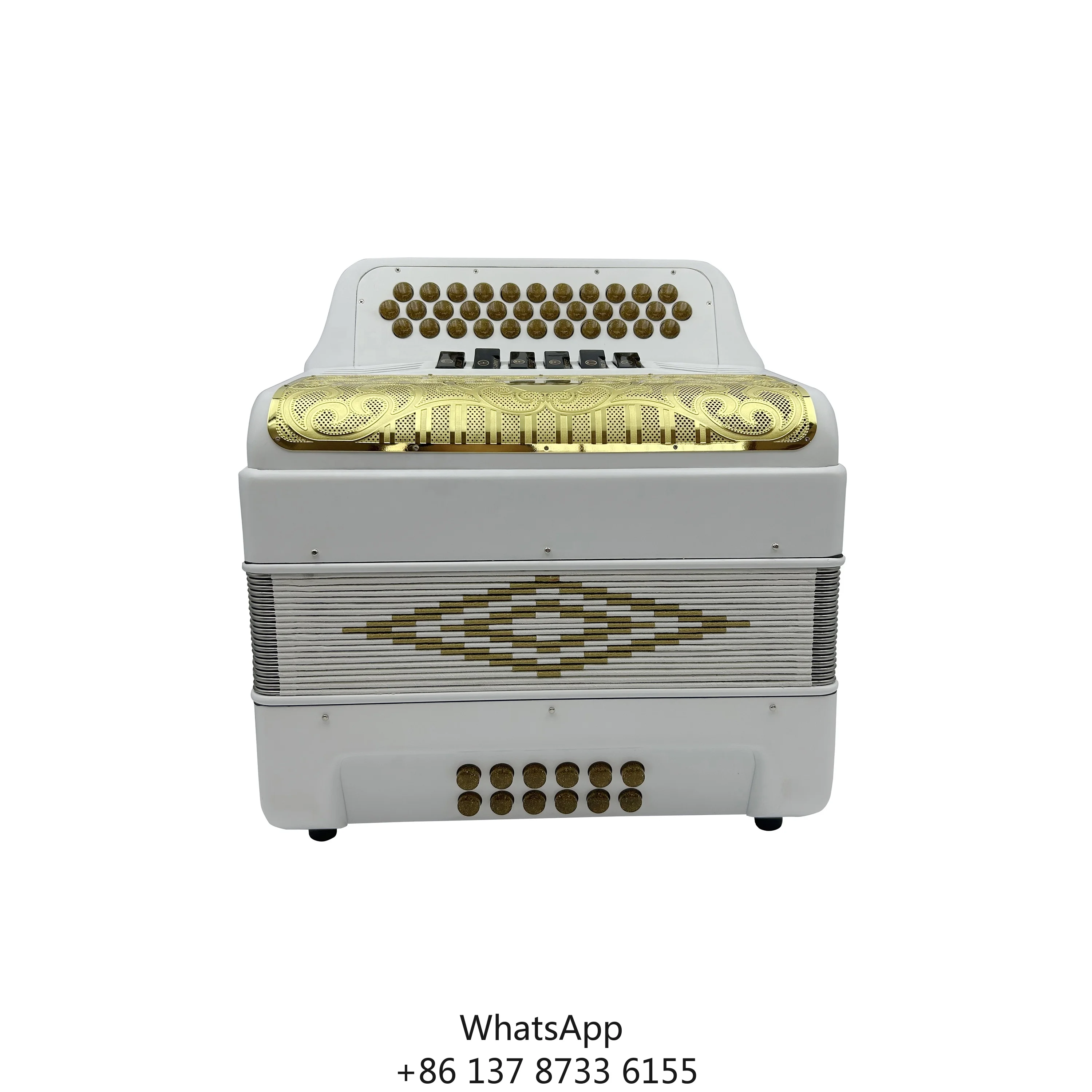 Two Tones JB3412E Accordion Instrument 34 Buttons 12 Bass 6 Registers White Matt Body Gold Grill Gold Buttons Diatonic Wood
Two Tones JB3412E Accordion Instrument 34 Buttons 12 Bass 6 Registers White Matt Body Gold Grill Gold Buttons Diatonic Wood