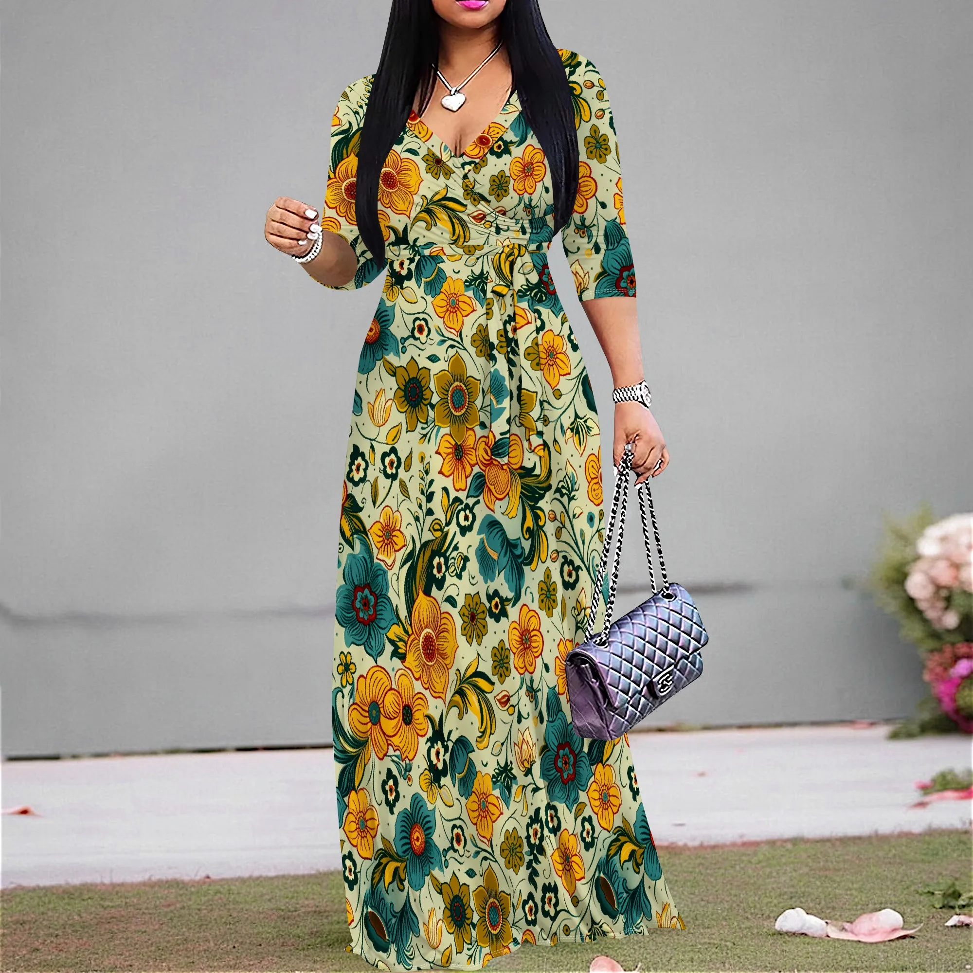 Women's Boho Floral Maxi Dress Wrap V Neck Long Sleeve African Vintage Fall Church Guest Party Dress S-3XL Elegant Look
Women's Boho Floral Maxi Dress Wrap V Neck Long Sleeve African Vintage Fall Church Guest Party Dress S-3XL Elegant Look