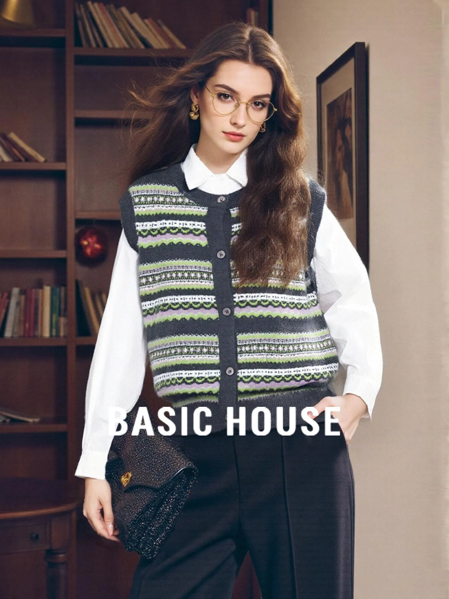 Basic House Fair Isle Knitted round Ne Svel Open Cardigan Women's Spring Layering Vest Thiened Winter Poly Blend
Basic House Fair Isle Knitted round Ne Svel Open Cardigan Women's Spring Layering Vest Thiened Winter Poly Blend