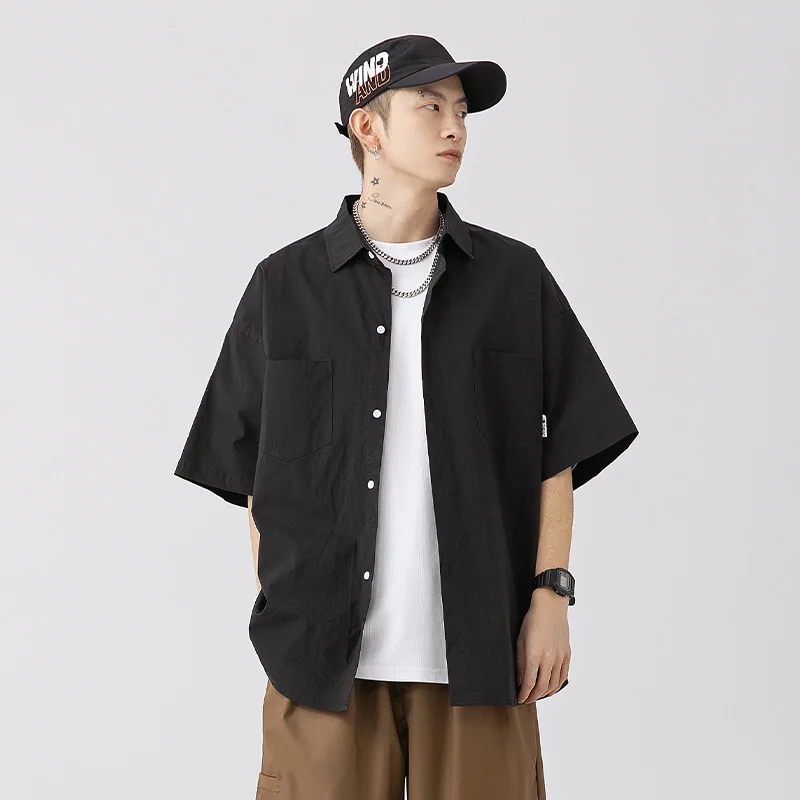 Korean Japanese Men's Retro Solid Color Pocket Short-sleeved Shirt Men's Spring and Summer Loose Trendy Brand Work Shirt Jacket
Korean Japanese Men's Retro Solid Color Pocket Short-sleeved Shirt Men's Spring and Summer Loose Trendy Brand Work Shirt Jacket