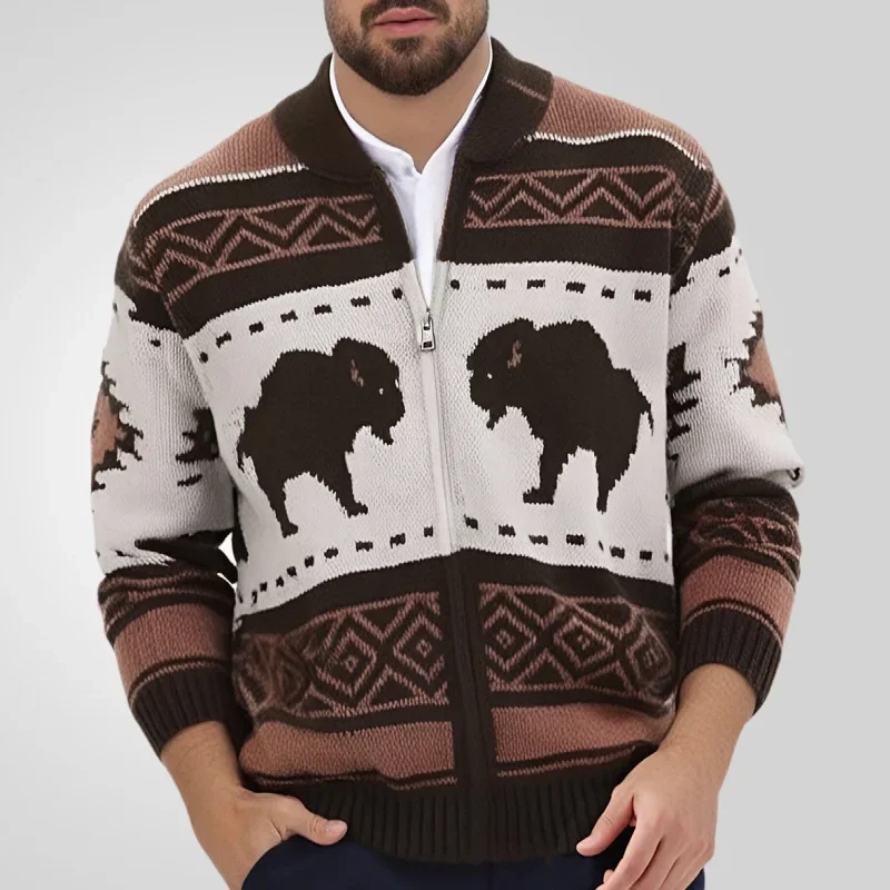 Cardigan Men Knitted Sweaters Zipper Coat Full Sleeve Round Neck Print Knit Thick Warm Coats Open Stitch Autumn Winter
Cardigan Men Knitted Sweaters Zipper Coat Full Sleeve Round Neck Print Knit Thick Warm Coats Open Stitch Autumn Winter