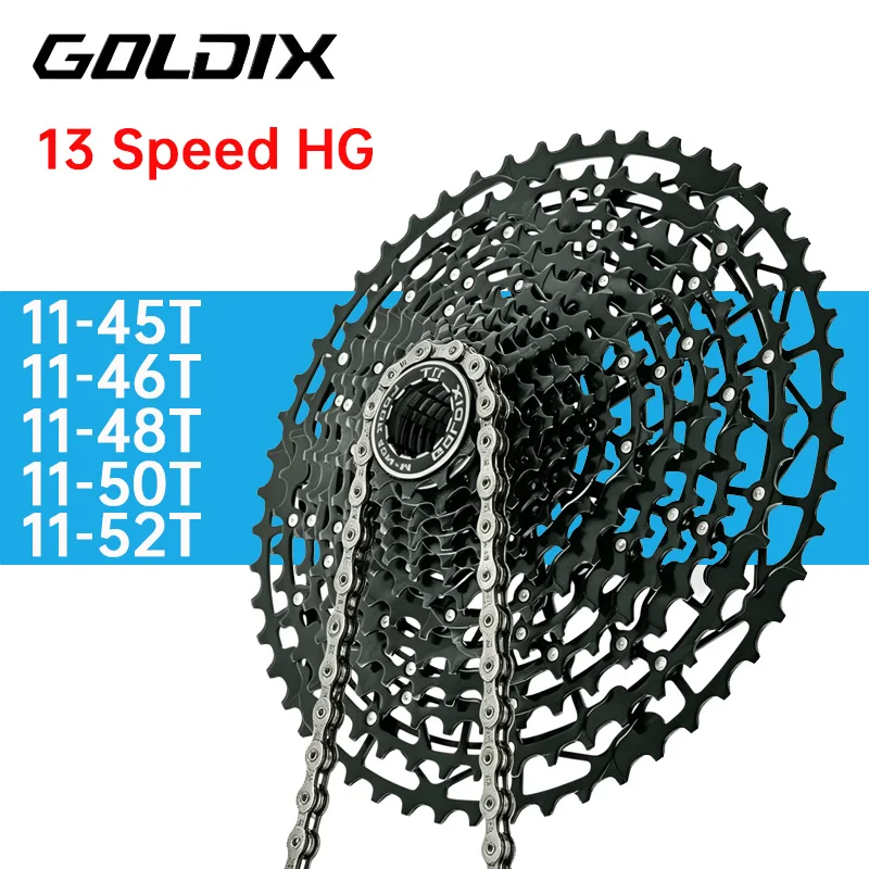GOLDIX 13 speed cassette hg Ultralight 13-speed cassette 11 45 46 48 50 52 bicycle sproket For shimano Mountain bike cassette
GOLDIX 13 speed cassette hg Ultralight 13-speed cassette 11 45 46 48 50 52 bicycle sproket For shimano Mountain bike cassette