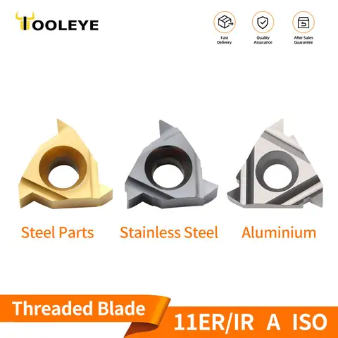 TOOLEYE 11ER 11IR A55 A60 Carbide Threading Inserts 0.5 0.75 1.0 1.25 1.5 1.75 2.0 2.5 ISO Hard Alloy Threaded Blade CNC Tools