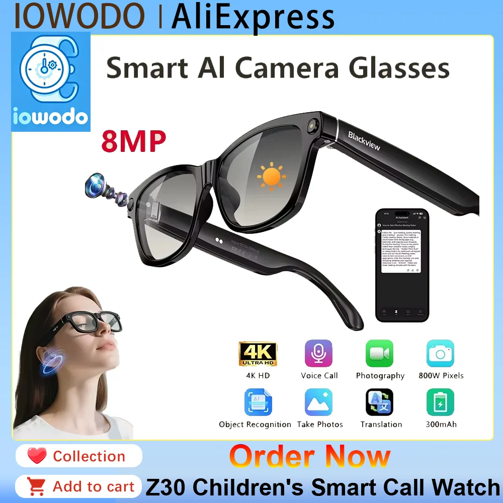 Новые умные очки BV100 AI с камерой 800 МП, 2K HD, Bluetooth, голосовым помощником, функцией перевода, стереодинамиками и микрофоном
Новые умные очки BV100 AI с камерой 800 МП, 2K HD, Bluetooth, голосовым помощником, функцией перевода, стереодинамиками и микрофоном