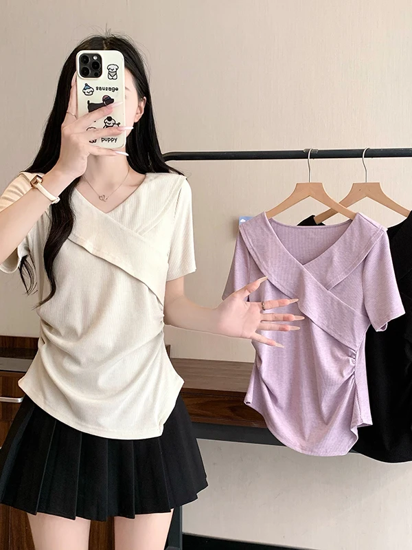 plus Size Fashionable Versatile Fat MM Summer Cross Neck Waist Inward Short Sleeve T-Shirt French Style Loose Fit Skin-friend...
plus Size Fashionable Versatile Fat MM Summer Cross Neck Waist Inward Short Sleeve T-Shirt French Style Loose Fit Skin-friend...