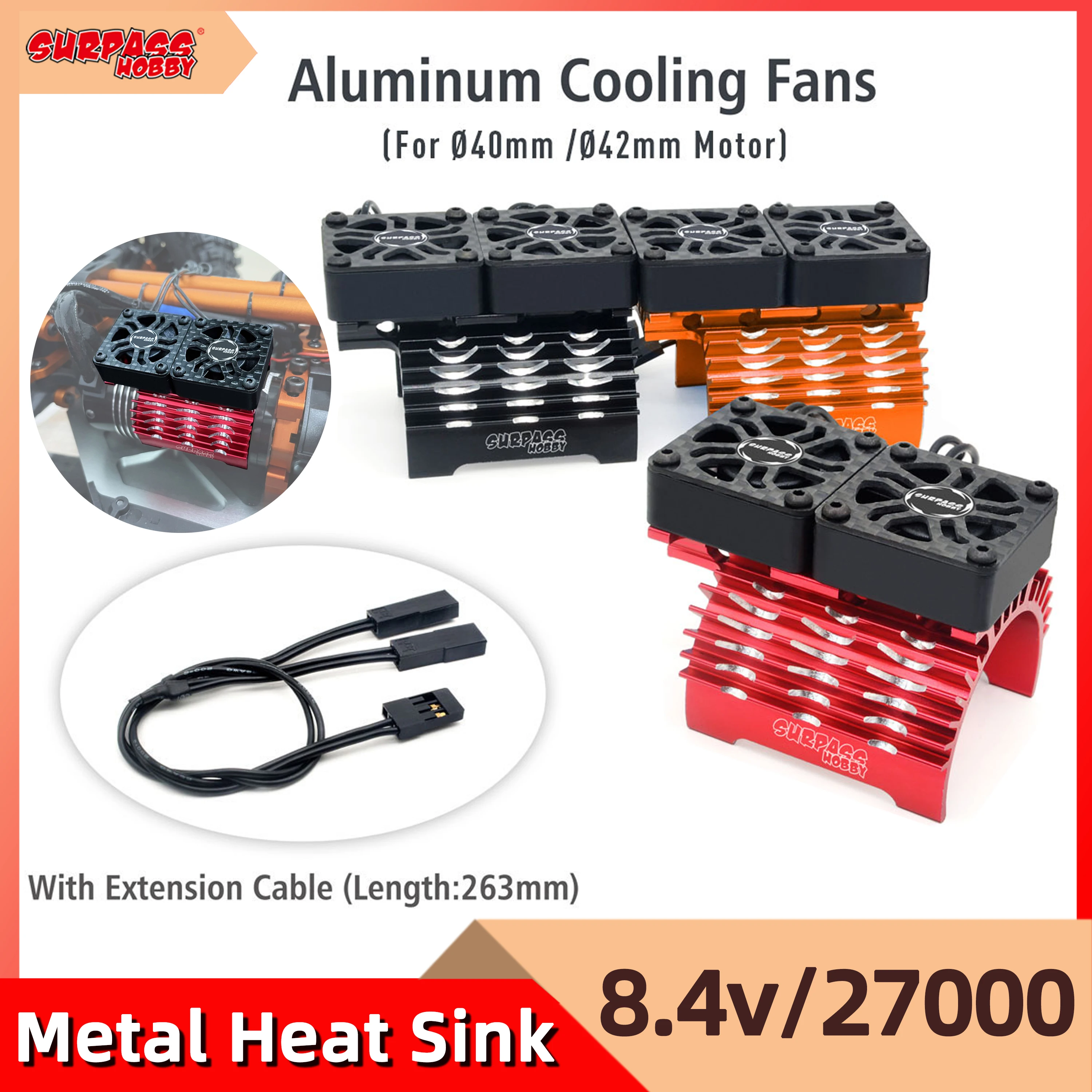 SURPASS HOBBY 40/42mm RC Motor Cooling Fan Metal Heat Sink Holder 8.4V 27000RPM for 1/8 RC Car 4068 4074 4268 Brushless Motor
SURPASS HOBBY 40/42mm RC Motor Cooling Fan Metal Heat Sink Holder 8.4V 27000RPM for 1/8 RC Car 4068 4074 4268 Brushless Motor