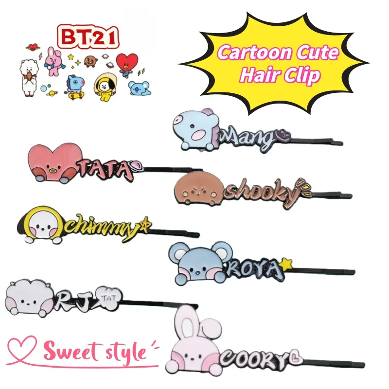 BT21 koya RJ shooky mang chimmy tata cooky high-value creative personality hairpin cartoon cute one-character clip headdress
BT21 koya RJ shooky mang chimmy tata cooky high-value creative personality hairpin cartoon cute one-character clip headdress