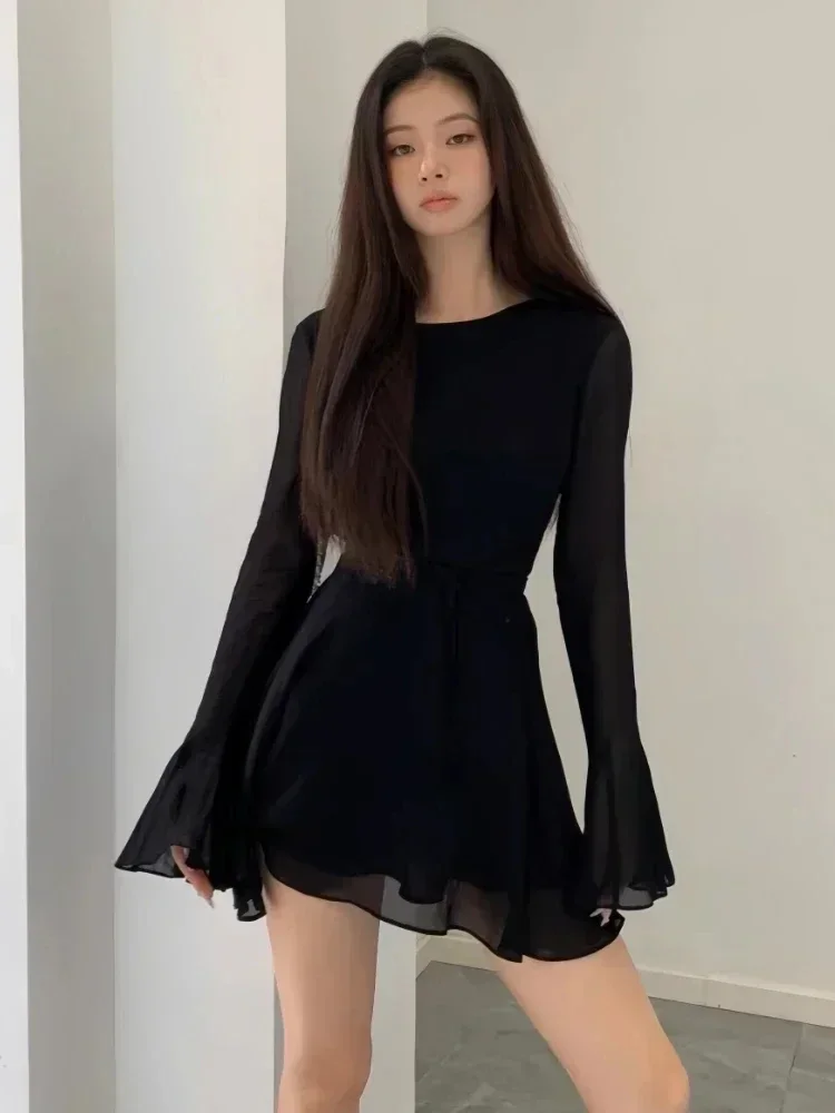 2024 New Backless Black Dress Women Elegant Back Hollow Out Lace-up Long Sleeve Mesh Patchwork Sexy Slim Ruffle Mini Dress Party
2024 New Backless Black Dress Women Elegant Back Hollow Out Lace-up Long Sleeve Mesh Patchwork Sexy Slim Ruffle Mini Dress Party