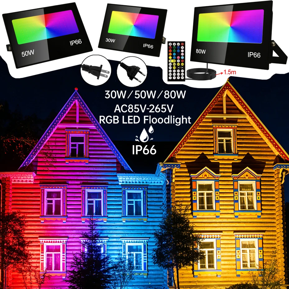 Светодиодный прожектор RGB AC 110V/220V 30W/50W/80W, уличный светильник-рефлектор, IP66, водонепроницаемый, для садового освещения и декоративного оформления
Светодиодный прожектор RGB AC 110V/220V 30W/50W/80W, уличный светильник-рефлектор, IP66, водонепроницаемый, для садового освещения и декоративного оформления