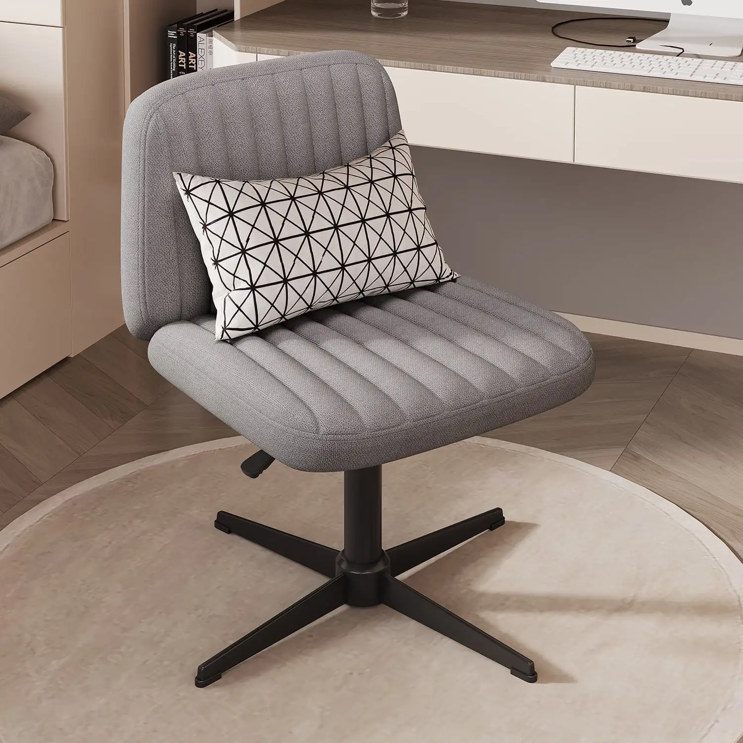 Comfy Armless Office Chair Criss Cross with Pillow,Desk Chair no wheels Vanity for Home
Comfy Armless Office Chair Criss Cross with Pillow,Desk Chair no wheels Vanity for Home