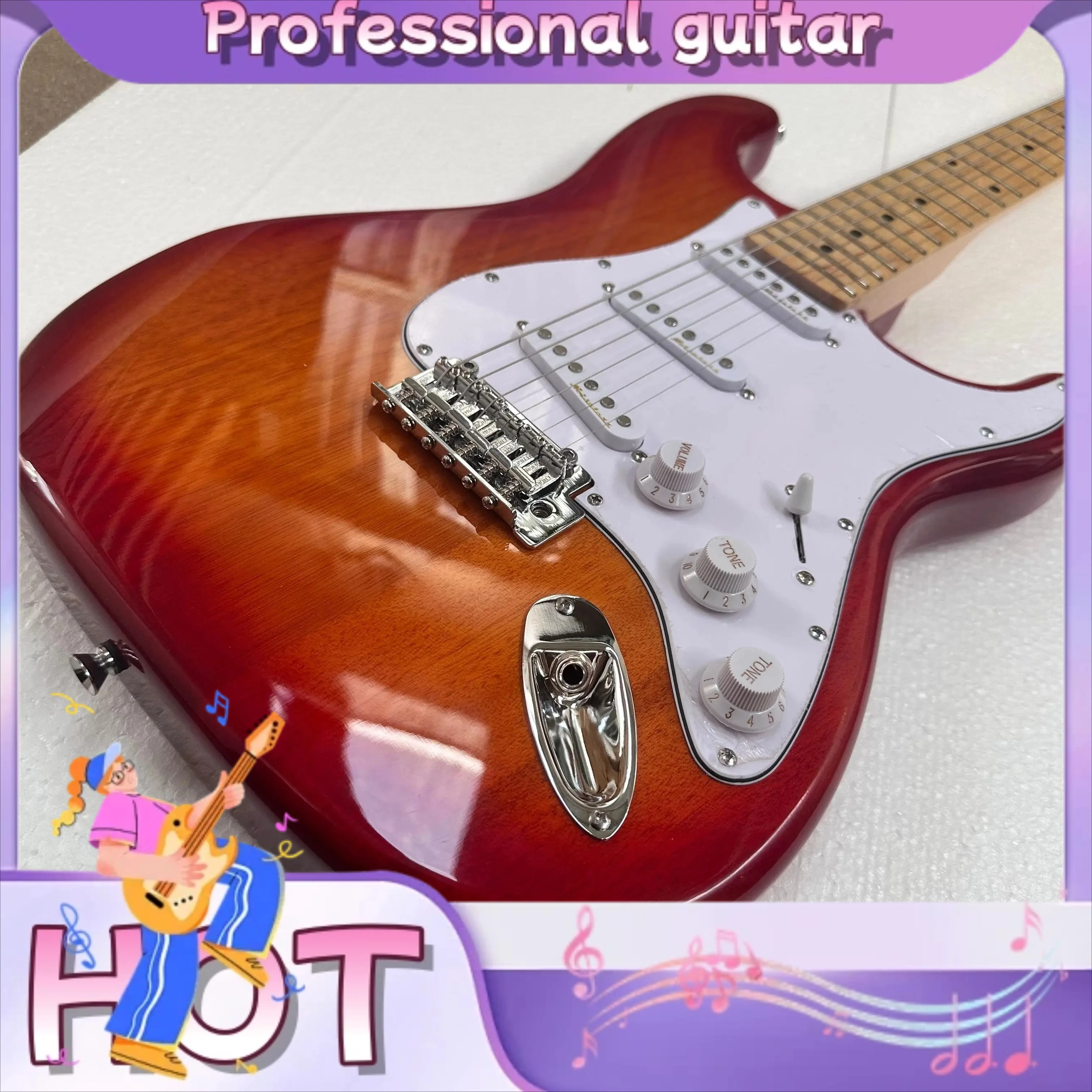 Orange-Red CS STSS Electric Guitar 6 Strings Cherry Red Finish Triple Single-Coil Pickups White Guard Mahogany Body
Orange-Red CS STSS Electric Guitar 6 Strings Cherry Red Finish Triple Single-Coil Pickups White Guard Mahogany Body