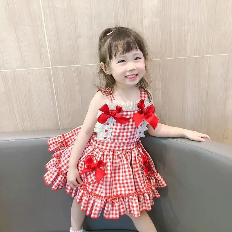 Girls Dress Checkered Bow Fashion Princess Sweet and Cute Dress 26 Summer New Childrens Clothing
Girls Dress Checkered Bow Fashion Princess Sweet and Cute Dress 26 Summer New Childrens Clothing