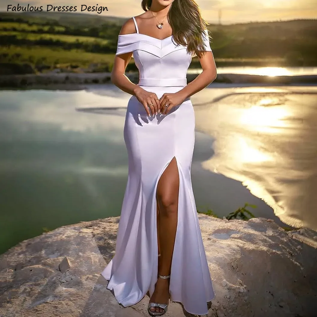Off Shoulder Spaghetti Straps Bridesmaid Dresses White Long Mermaid Side Slit Prom Party Gown 2025 Women Wedding Guest Dress
Off Shoulder Spaghetti Straps Bridesmaid Dresses White Long Mermaid Side Slit Prom Party Gown 2025 Women Wedding Guest Dress