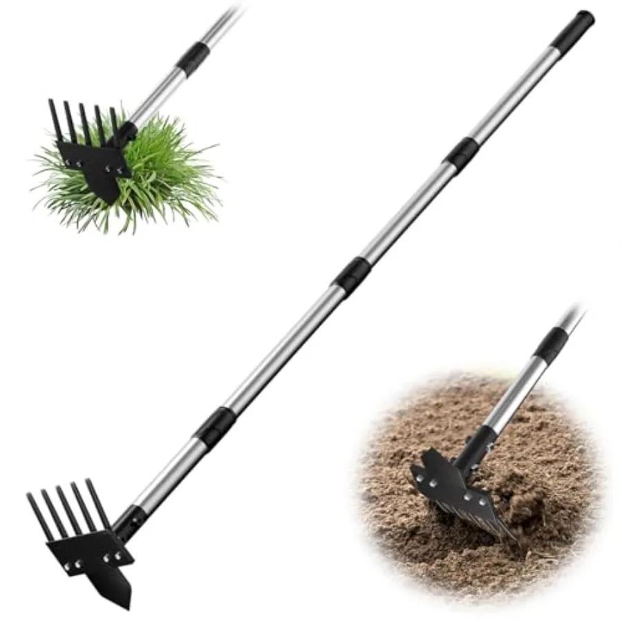 2-in-1 Heavy-Duty Weed Puller Tool with 5-Tine Rake 30" to 60" Adjustable Handle, Hoes for Gardening, Hoe Garden Tools for Loos
2-in-1 Heavy-Duty Weed Puller Tool with 5-Tine Rake 30" to 60" Adjustable Handle, Hoes for Gardening, Hoe Garden Tools for Loos