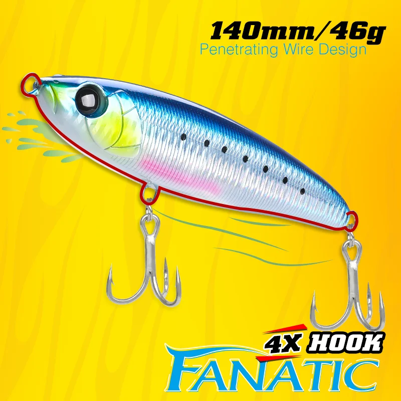 TSURINOYA FANATIC140F Ocean Boat Fishing Floating Pencil 140mm 46g GT Tuna Saltwater Game Power Fishing Lure Surface Stick Baits
TSURINOYA FANATIC140F Ocean Boat Fishing Floating Pencil 140mm 46g GT Tuna Saltwater Game Power Fishing Lure Surface Stick Baits