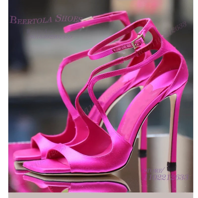 Silk Satin Rose Red Heels Women Elegant Open Square Sandals Stiletto Ankle Buckle Wrapped Gold Diamond Cloth Gold Cross Shoes
Silk Satin Rose Red Heels Women Elegant Open Square Sandals Stiletto Ankle Buckle Wrapped Gold Diamond Cloth Gold Cross Shoes