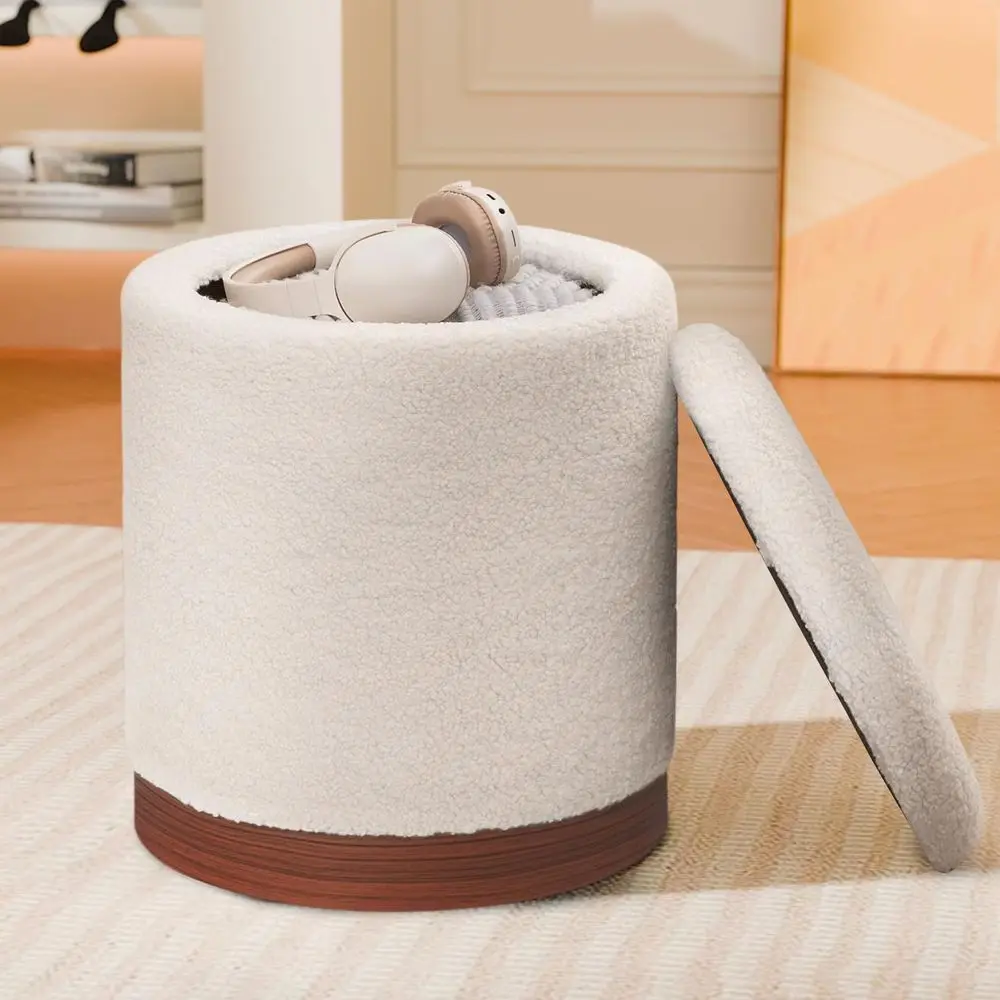 Round Storage Ottoman with Removable Lid, Boucle Small Upholstered Padded Vanity Foot Rest Stool for Living Room, Bedroom, Dorm
Round Storage Ottoman with Removable Lid, Boucle Small Upholstered Padded Vanity Foot Rest Stool for Living Room, Bedroom, Dorm
