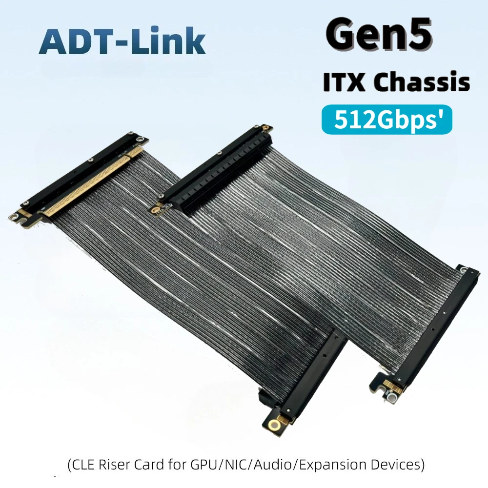 Pcie 5.0 X16 PCI Express Riser Cable Dual Reverse GEN 5 Newest GPUs RTX 5090 Video Card Mini ITX Chassis 16x Graphics Card 185mm