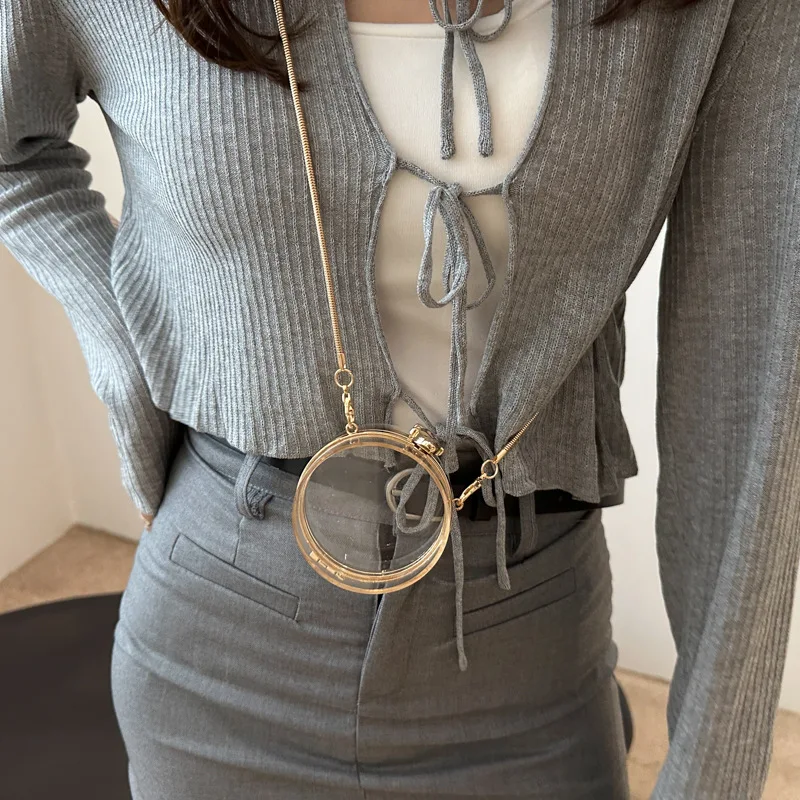 Transparent Acrylic Mini Crossbody Bag, Gold Trim Snake Head Clasp Jelly Bag, Fashionable Small Shoulder Purse
Transparent Acrylic Mini Crossbody Bag, Gold Trim Snake Head Clasp Jelly Bag, Fashionable Small Shoulder Purse