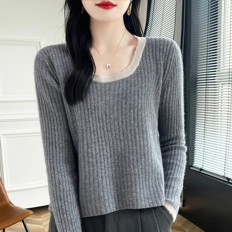 Spring Autumn New 100% Merino Wool sweater Women's Round Neck Knitted Pullover Fashion Short Top Long Sleeve Women's Clothing
Spring Autumn New 100% Merino Wool sweater Women's Round Neck Knitted Pullover Fashion Short Top Long Sleeve Women's Clothing