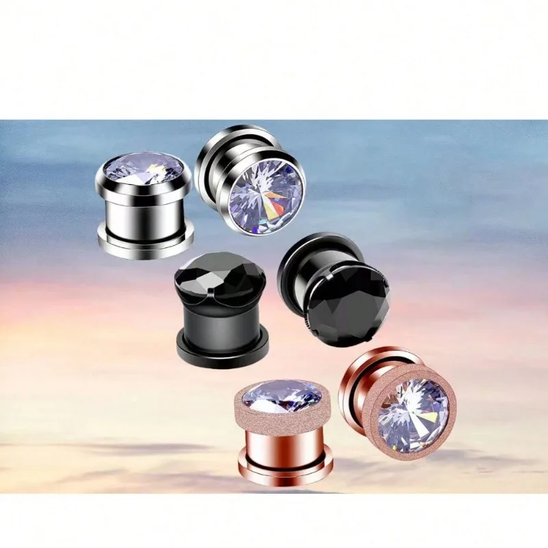 3 Pairs Fashionable Stainless Steel CZ Stone Ear Gauges, Suitable For Daily Wear By Women
3 Pairs Fashionable Stainless Steel CZ Stone Ear Gauges, Suitable For Daily Wear By Women