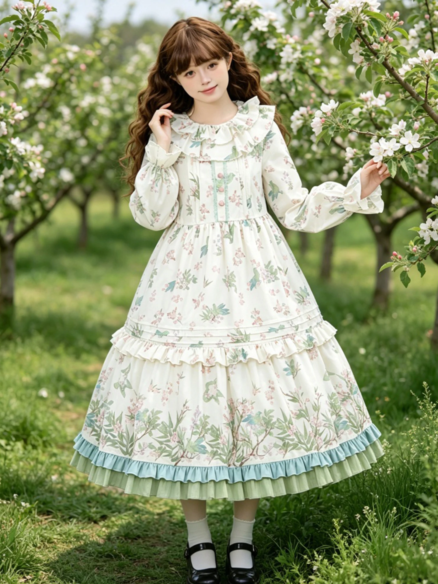 Lolita Large Size Long Sleeve Floral Bird Print Daily OP Dress for plus Size Girls Spring Season Polyester Fiber Princess Skirt
Lolita Large Size Long Sleeve Floral Bird Print Daily OP Dress for plus Size Girls Spring Season Polyester Fiber Princess Skirt