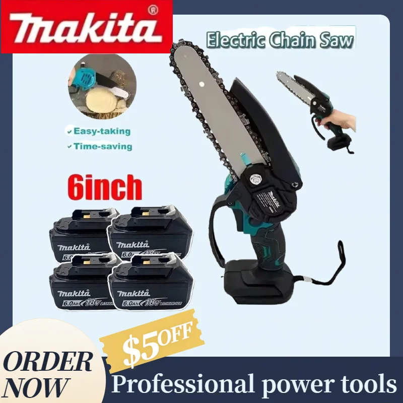 Makita Portable 6 Inch Chain Saw 18V Cordless Power Tool Electric Saw for Firewood Cutting & Garden Branch Trimming Jobs
Makita Portable 6 Inch Chain Saw 18V Cordless Power Tool Electric Saw for Firewood Cutting & Garden Branch Trimming Jobs