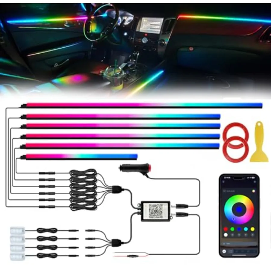 Smart LED Car Lights Interior with USB Port, Acrylic LED Strip Fiber Optic Ambient Lighting Car, Wireless App Control, Sync to
Smart LED Car Lights Interior with USB Port, Acrylic LED Strip Fiber Optic Ambient Lighting Car, Wireless App Control, Sync to