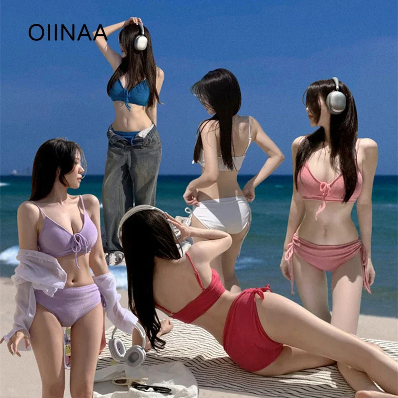 OIINAA из двух частей, женский однотонный комплект бикини с лямкой на шее, пляжный купальник с разрезом, сексуальные стринги на шнурке, лето 2025, новый купальник
OIINAA из двух частей, женский однотонный комплект бикини с лямкой на шее, пляжный купальник с разрезом, сексуальные стринги на шнурке, лето 2025, новый купальник