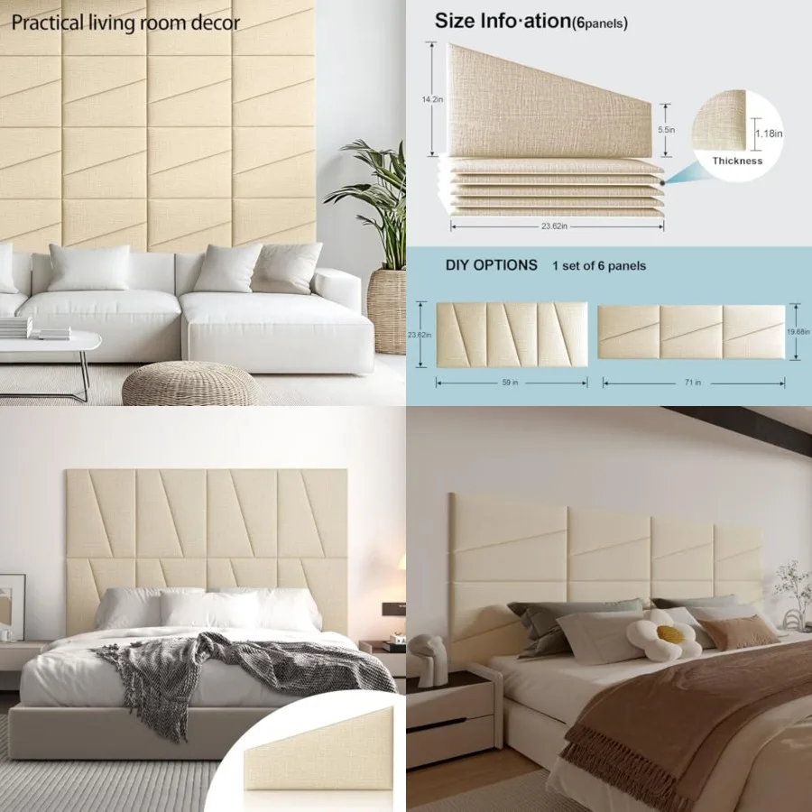 Peel and Stick Headboard for Bed Linen Fabric Upholstered Wall Mounted Headboard - Wall Padding Panel in for Bedroom/Living Roo
Peel and Stick Headboard for Bed Linen Fabric Upholstered Wall Mounted Headboard - Wall Padding Panel in for Bedroom/Living Roo