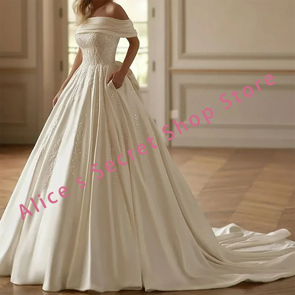 Classic Off Shoulder Pleat Bow A-Line Bride Wedding Dresses Bridal Gowns Customized
Classic Off Shoulder Pleat Bow A-Line Bride Wedding Dresses Bridal Gowns Customized