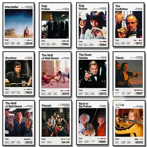 Colección de películas clásicas The Wolf of Wall Street Scarface Poster Titanic Film Canvas Painting Vintage Home Room Art decoración de pared