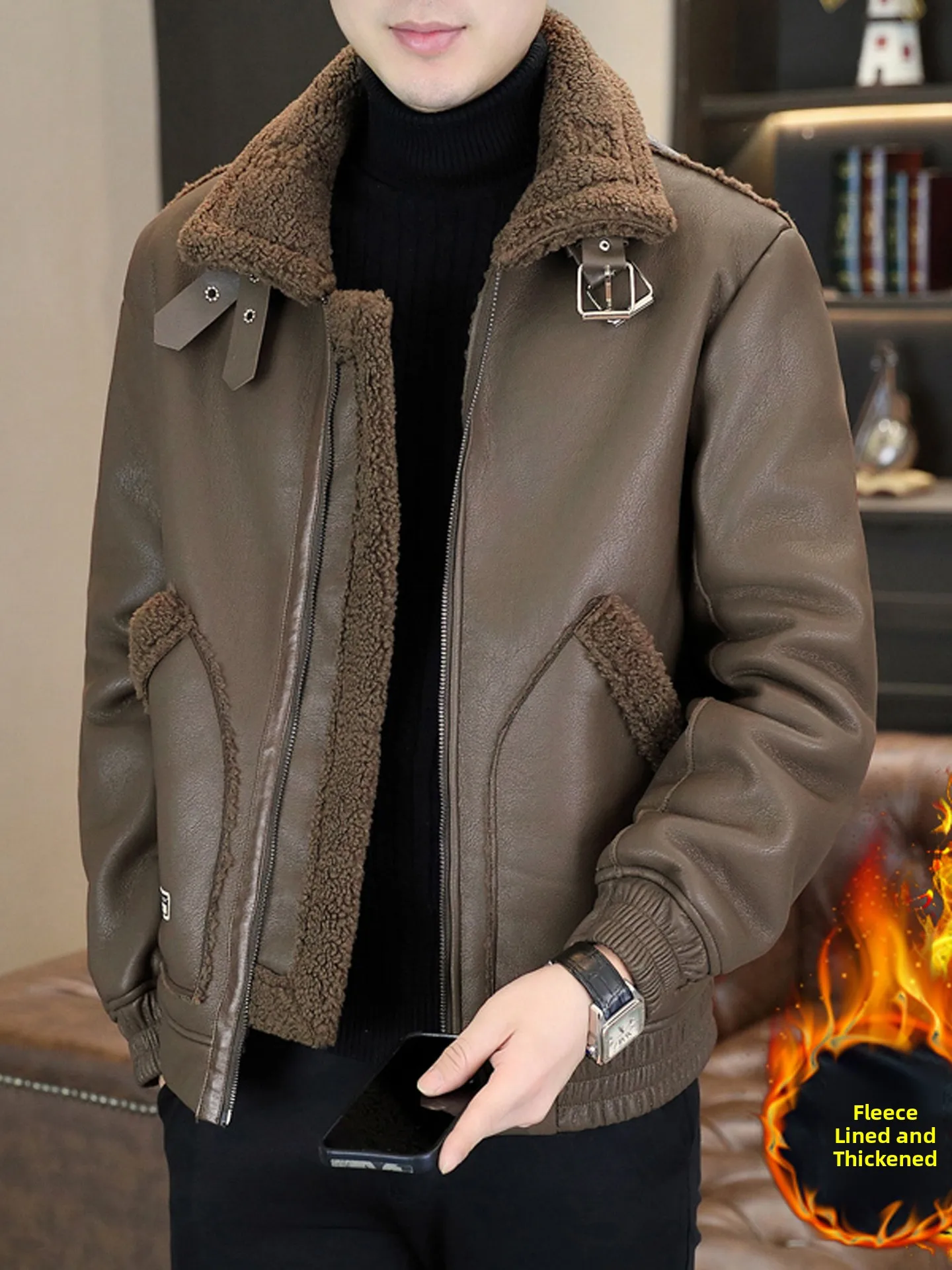 Men's Winter Thiened Fce Lined Leather Jaet Casual Cotton Coat ort Sle Fur Inteated Outerwear Faionable Zipper...
Men's Winter Thiened Fce Lined Leather Jaet Casual Cotton Coat ort Sle Fur Inteated Outerwear Faionable Zipper...