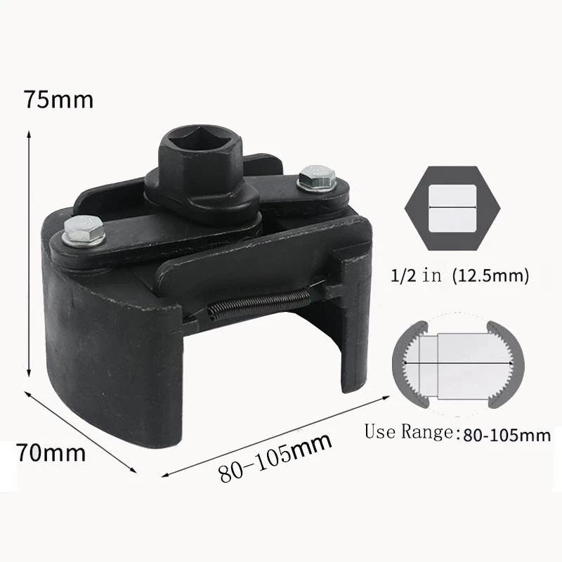Auto Tool Adjustable Oil Filter Wrench Cup Housing Spanner Remover 80-105mm Car Accessories
Auto Tool Adjustable Oil Filter Wrench Cup Housing Spanner Remover 80-105mm Car Accessories