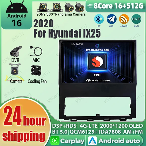 Android 16 Carplay Auto Qualcomm 2K QLED Screen Car Radio Player For Hyundai IX25 2020 Multimedia Wifi GPS 4G Stereo DSP BT DVD
Android 16 Carplay Auto Qualcomm 2K QLED Screen Car Radio Player For Hyundai IX25 2020 Multimedia Wifi GPS 4G Stereo DSP BT DVD