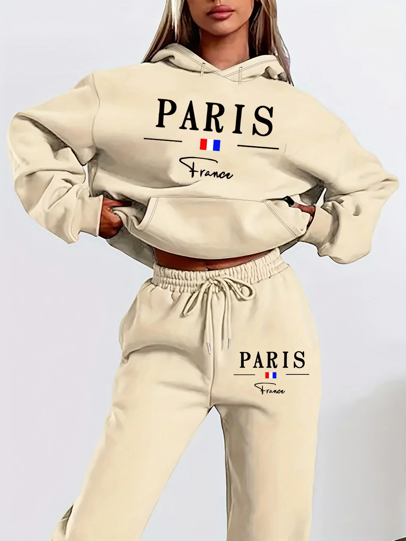 Женская толстовка + спортивные штаны, комплект в стиле хип-хоп, уличная повседневная свободная теплая одежда с буквенным принтом в Париже, осень/зима
Женская толстовка + спортивные штаны, комплект в стиле хип-хоп, уличная повседневная свободная теплая одежда с буквенным принтом в Париже, осень/зима